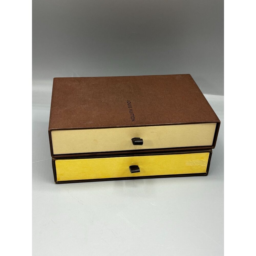 Louis Vuitton Drawer Style Box 2 Boxes 8.25"x 5.5" Brown & Yellow - Picture 2 of 10